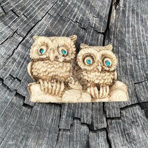 Vintage Wony Sculpted Resin Owls